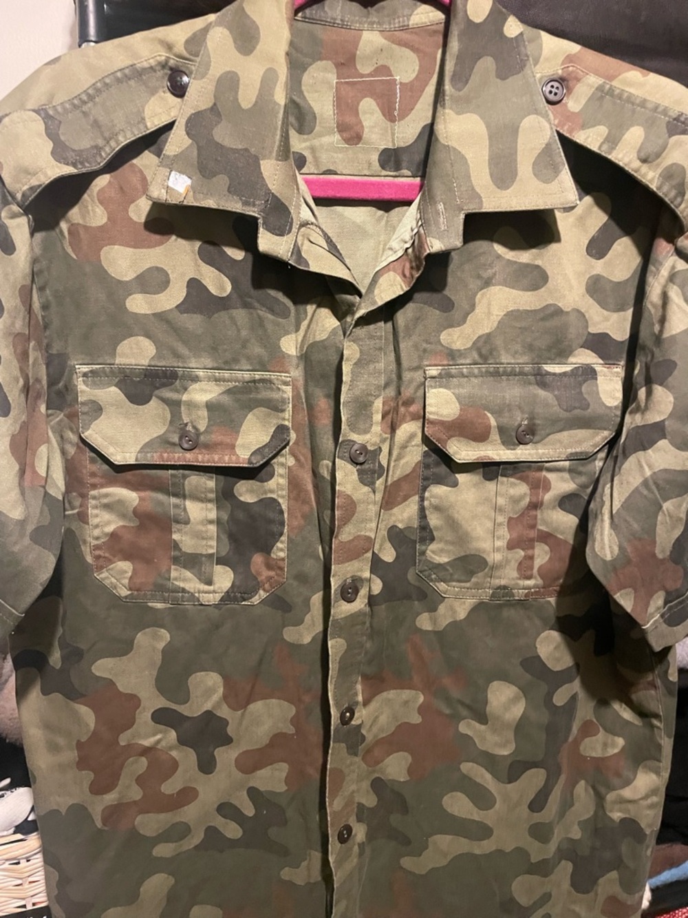 Men's Camouflage Military-Style Shirt Jacket - Olive/Brown